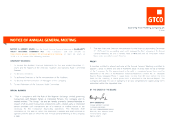 GTCO: NOTICE OF ANNUAL GENERAL MEETING