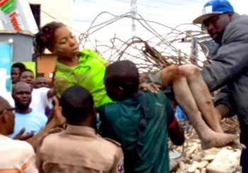 Photos: 9 rescued as three-storey building collapses in Lagos
