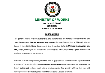 Edo govt denies awarding road contract to Midmac Construction