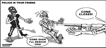 Cartoon: ‘Help countryman differentiate between policeman and bandit’