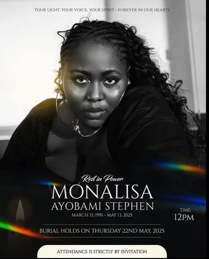 Actress Monalisa Stephen burial date announced