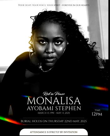 Actress Monalisa Stephen burial date announced
