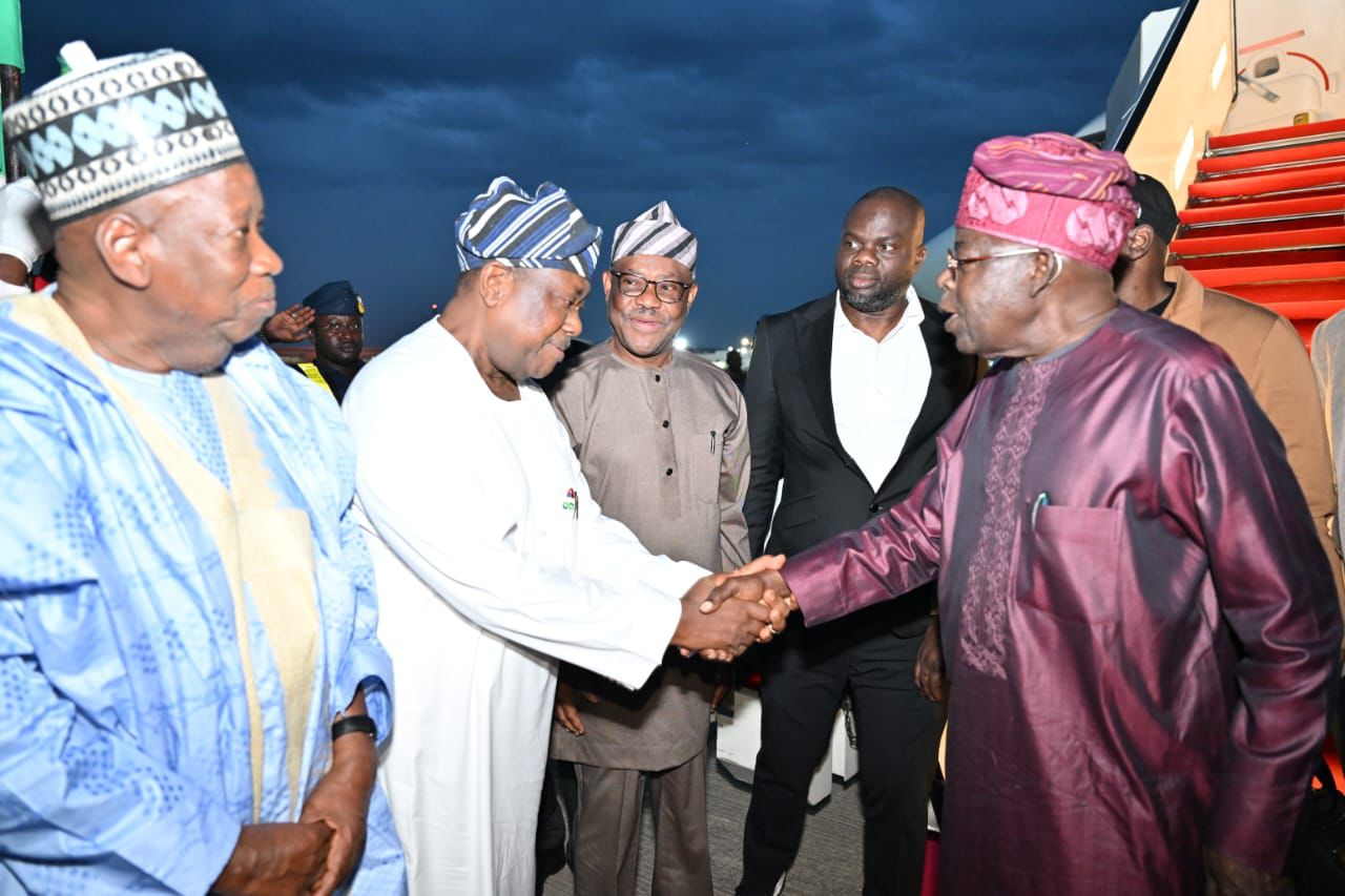Tinubu arriving Abuja from Rome