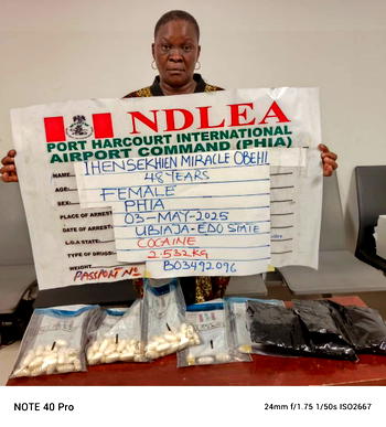NDLEA nabs Iran-bound woman with cocaine hidden in private part