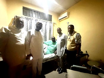 Okowa pays compassionate visit to Chief Peter Idion at Asaba Specialist Hospital