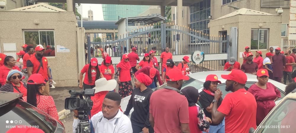 Photos: Workers protest at finance ministry over unpaid allowances