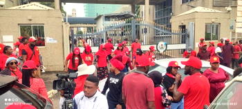 Photos: Workers protest at finance ministry over unpaid allowances