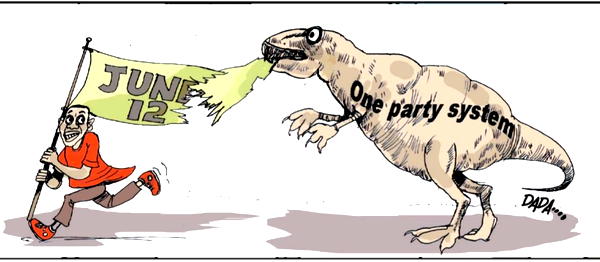 Cartoon: ‘Mr Democracy wait, let me tell you something’