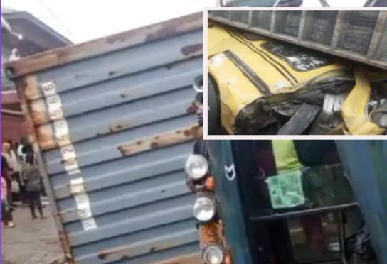 One dead, three injured as truck crushes bus in Lagos