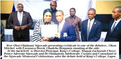 Sijuwade memorial debate finale at King’s College Lagos