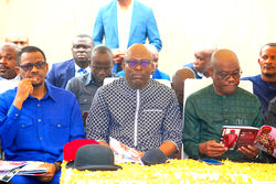 Photos: Wike, Fubara, Amaewhule attend burial in Rivers days after reconciliation