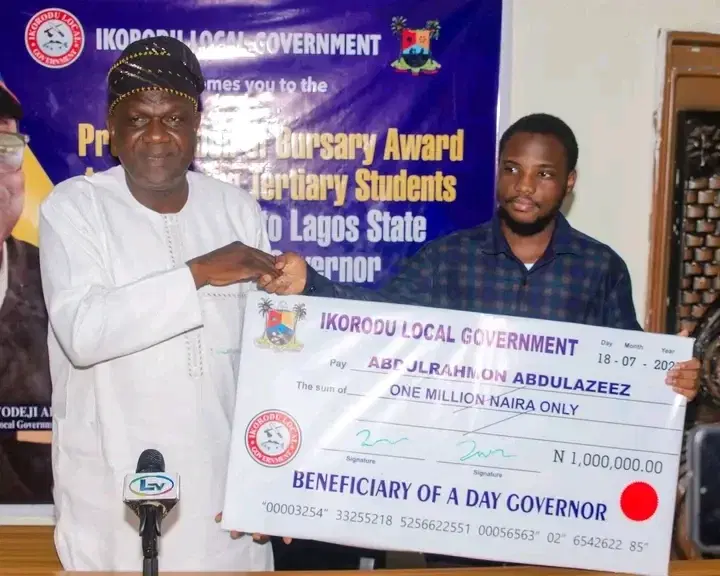 One-day Lagos governor gets N1m award