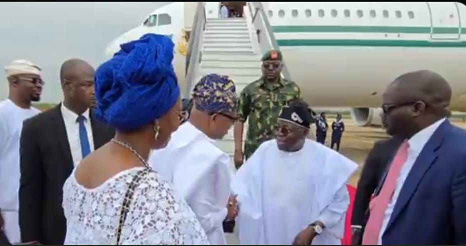 Video: Abiodun, other govs welcome Tinubu to Ogun ahead of Awujale’s eighth-day prayer