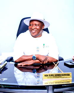 Erero Oloku congratulates Isoko North Chairman on one year in office