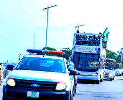 Video: Super Falcons parade Lagos with WAFCON trophy