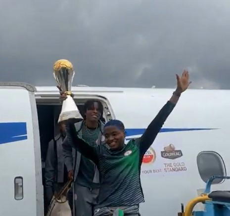 Video: Super Falcons arrive Lagos with WAFCON trophy