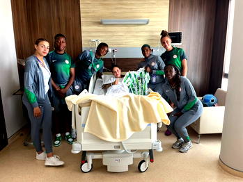 Super Falcons visit injured South African forward Gabriela Salgado in hospital