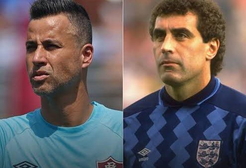 Shilton congratulates Brazilian goalkeeper Fabio on breaking record