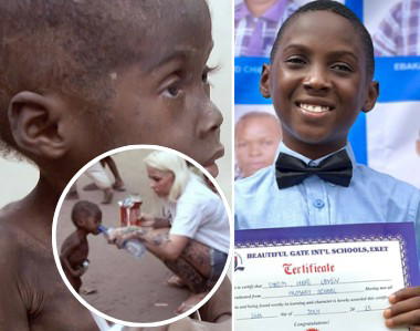 Nigerian boy Hope rescued by aid worker graduates primary school