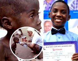 Nigerian boy Hope rescued by aid worker graduates primary school