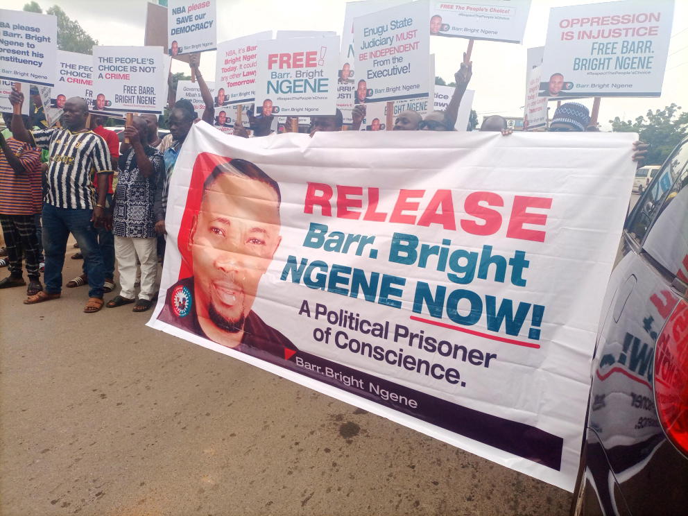 Protest rocks NBA conference over alleged imprisonment of Bar. Bright Ngene