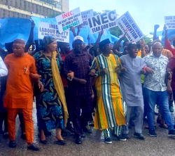 Bye-elections: Protesters storm INEC HQ, demand restoration of LP candidates