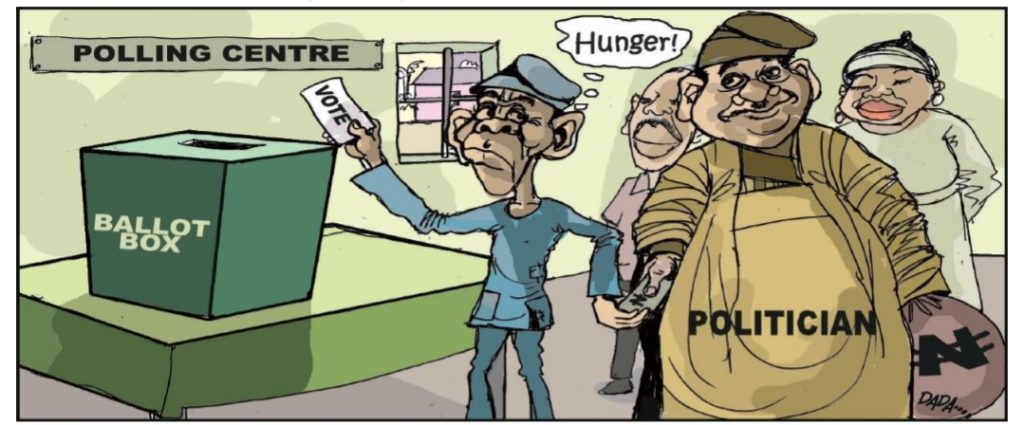 Cartoon: There goes good road, water, electricity, security