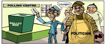 Cartoon: There goes good road, water, electricity, security