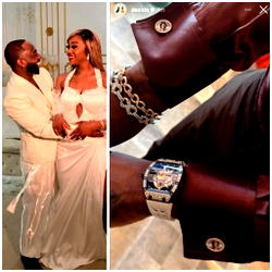 Photos: Davido pays tribute to late son Ifeanyi with custom cufflinks at Miami wedding