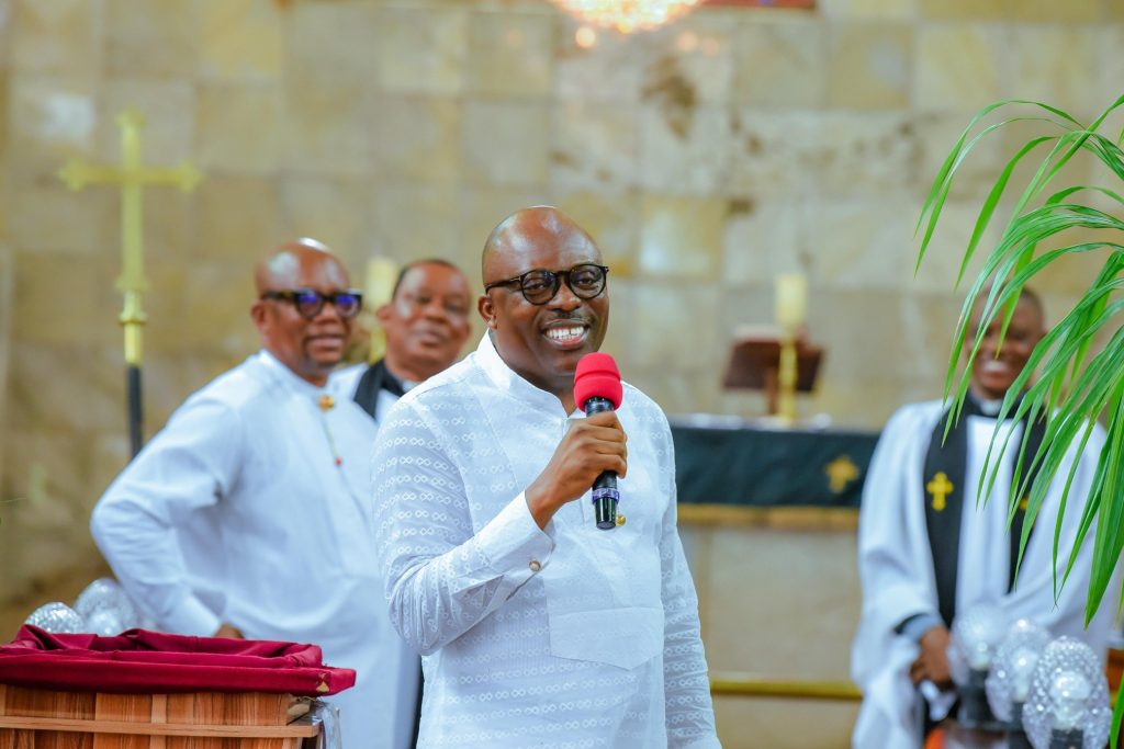 Photos: Fubara attends first church service after suspension
