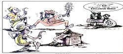 Cartoon: Common man boxed in