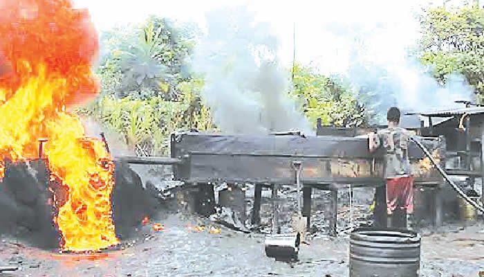 Navy dismantles six illegal refining sites in Delta