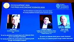 Trio wins economics Nobel for work on tech-driven growth