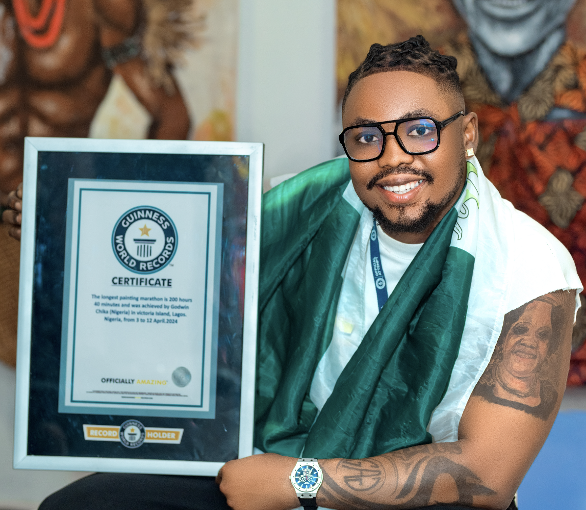Nigerian artist Godwin sets Guinness World Record for longest painting marathon