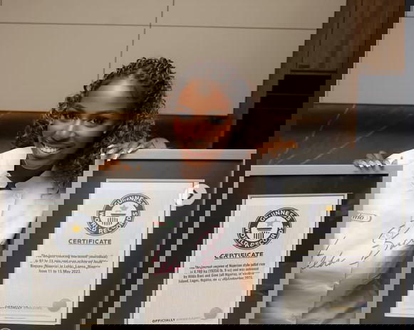 Video: Hilda Baci receives second Guinness World Record plaque for largest jollof rice pot