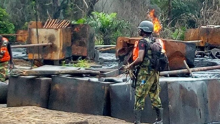 Soldiers destroy seven illegal oil refining sites, arrest four