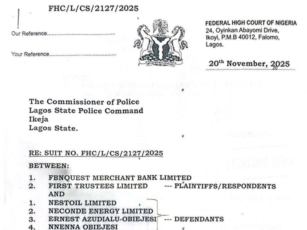 The   Commissioner of Police Lagos State Police Command Ikeja Lagos State.