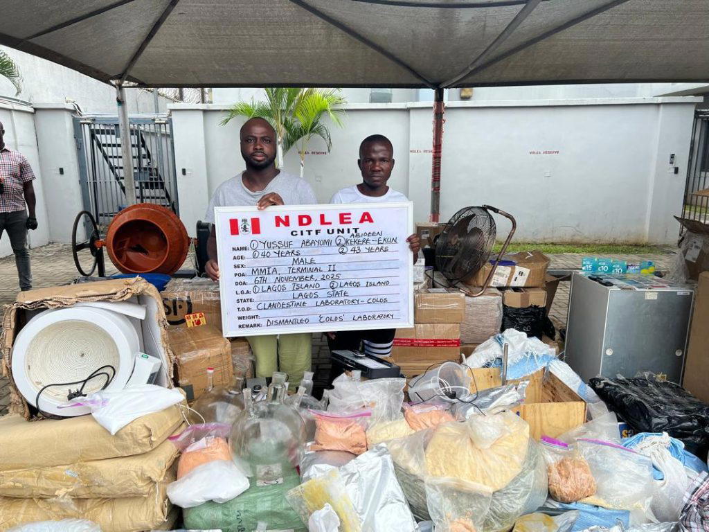 NDLEA arrests Saudi-bound wanted drug kingpin, storms his Lagos colos lab