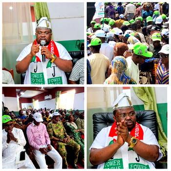 Thousands storm PDP secretariat as Ajadi unveils 2027 governorship ambition