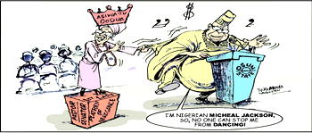 Cartoon: ‘Moonwalk, your excellencies, moonwalk’