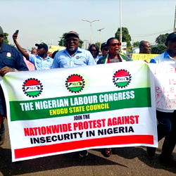 Breaking: Enugu standstill as NLC protest against insecurity begins