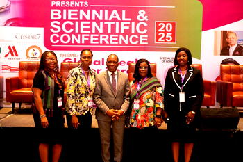 From left: Prof. Modupe Akinyinka, Dr. Tolu Olufunlayo, Prof. Adesegun Fatusi, Prof. Yetunde Kuyinu, and Prof. Ololade Wright at the 2025 Biennial & Scientific Conference of the Association of Public Health Physicians of Nigeria, APHPN, Lagos Chapter recently.