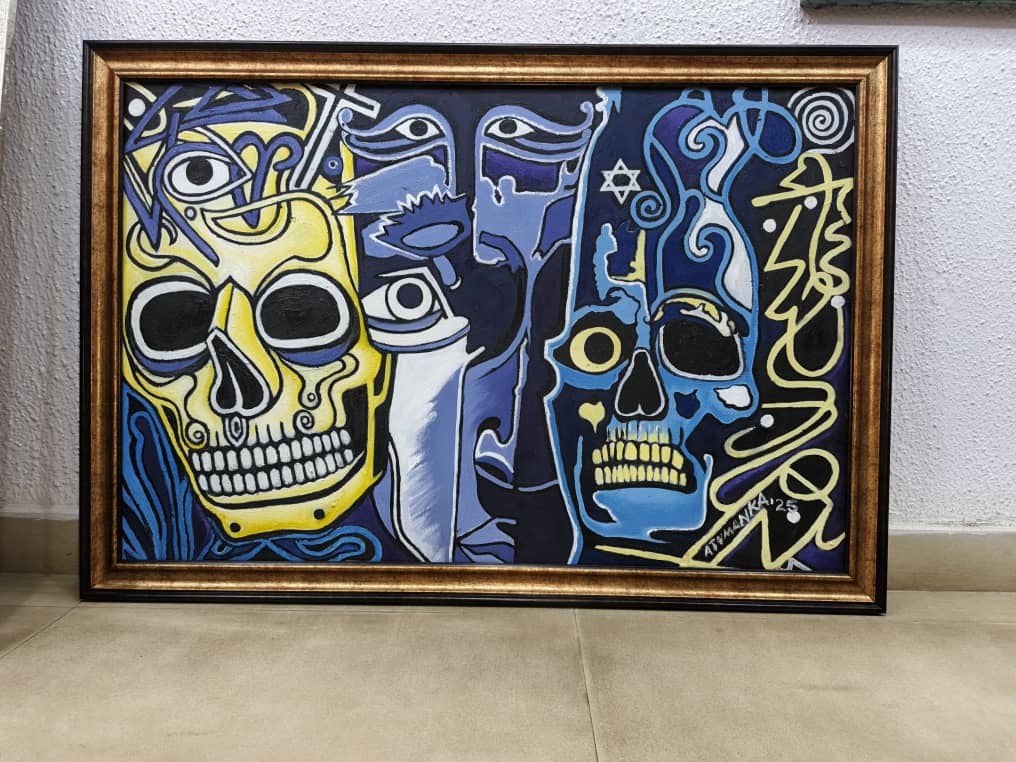 "Death is Inevitable, Life is a Gift, Tomorrow is not Guaranteed" (Oil on canvas; 24”x 36”, 2025). By Fidelis Ugochuku Atumah Abiamuwe (Atumakanism Afrikanism).