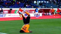 Video: Patson Daka lands on his neck while attempting acrobatic celebration at Afcon