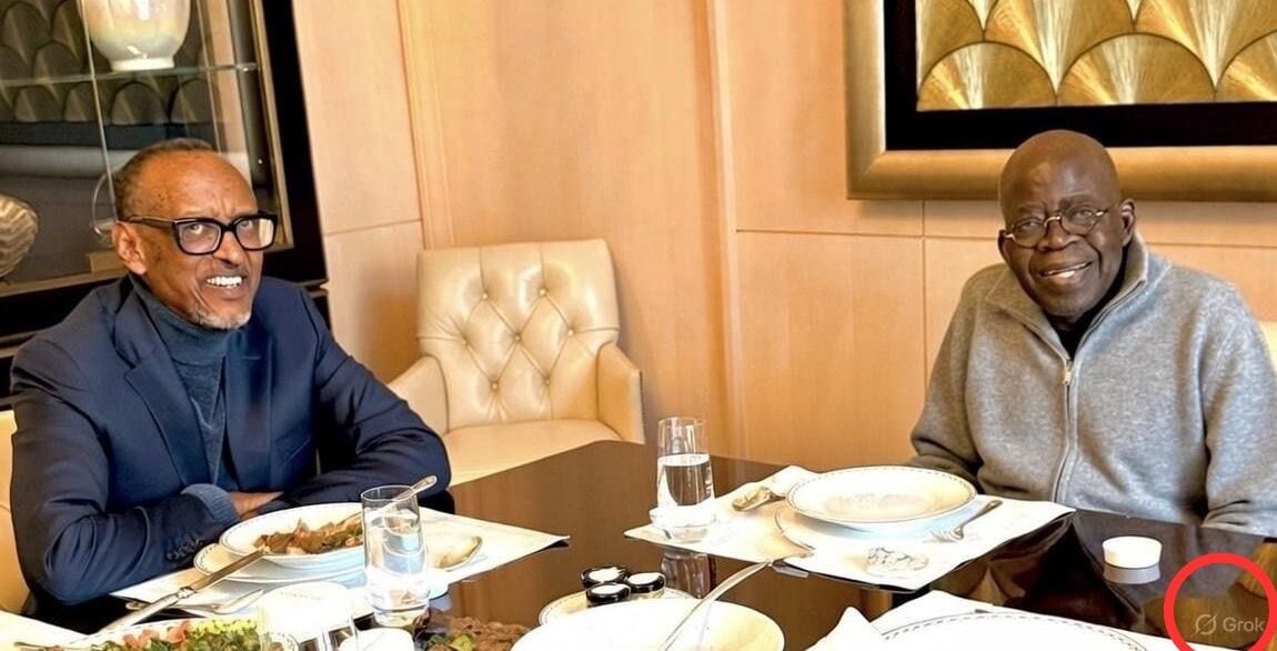 Presidency shares AI-generated image of Tinubu–Kagame Paris meeting