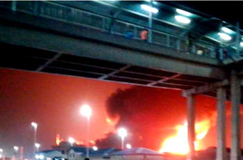 Video: Fire guts building at Alaba Suru, Mile 2 Axis, Lagos