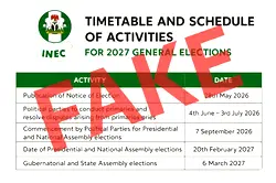 INEC disowns fake 2027 election timetable