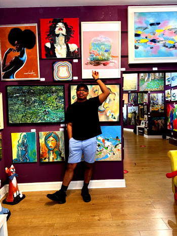 Okoro’s environmental pieces depict survival amid ruin