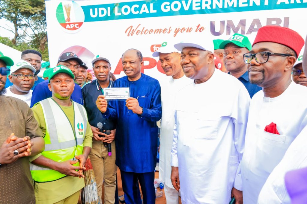 Mammoth crowd as Gov Mbah’s Chief of Staff registers with APC