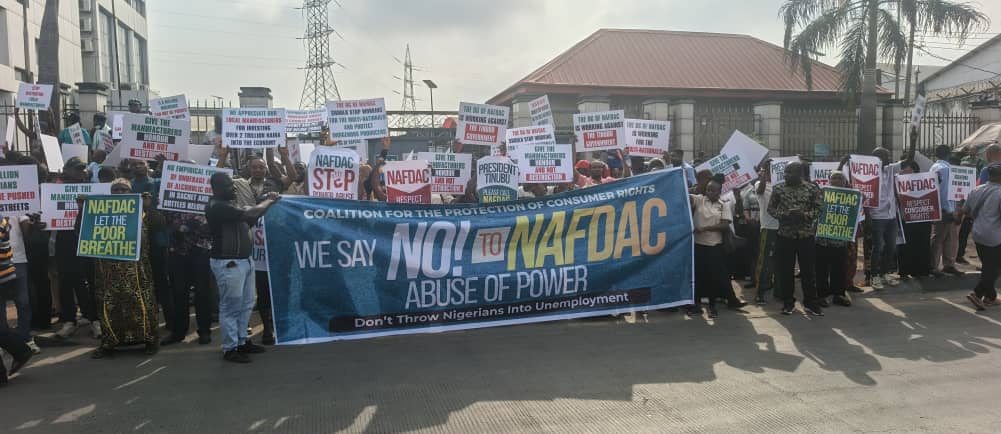 Sachet Alcohol Ban: Consumer Rights advocates protest at NAFDAC Lagos office